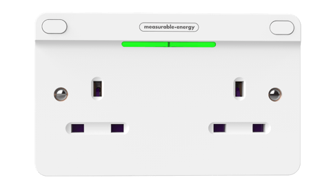 measurable.energy socket with green LED indicator light.