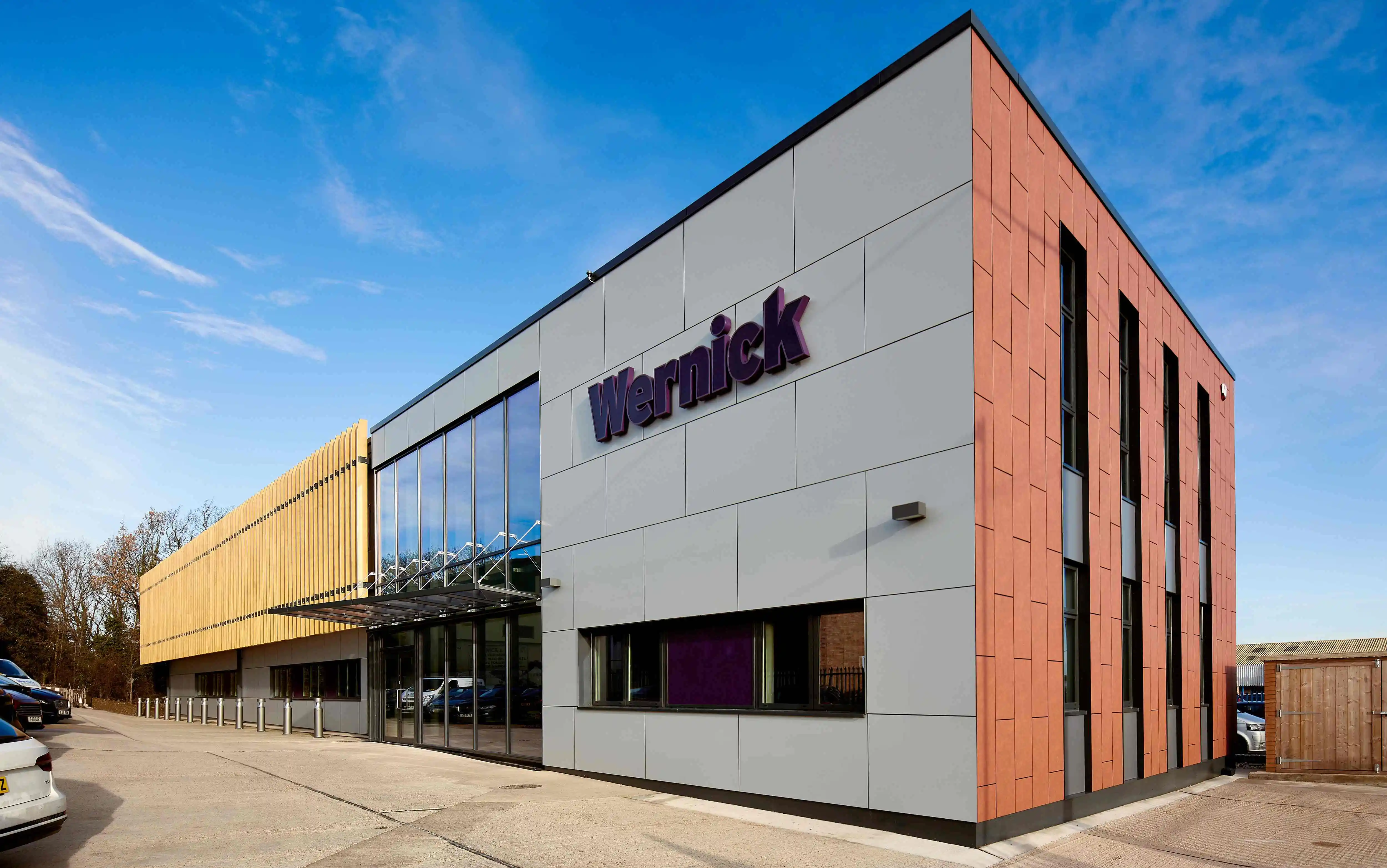 Wernick Group head office from outside on a sunny day